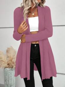 EMERY ROSE Women's Solid Color Long Sleeve Cardigan,Long Sleeve Tops Fall Winter Cloth For Women - Mauve Purple - View 4