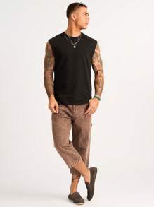 Forever 21 Men's Brown Straight Washed Capri Cargo Pants - Brown - View 3