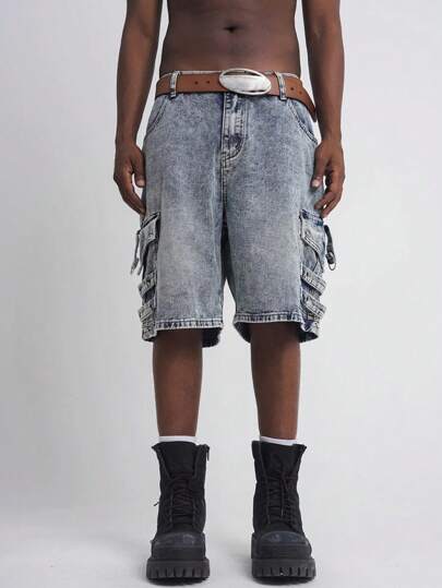 Street Life Herren Cargo Stil Denim Shorts