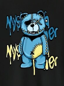 男士长袖春秋季锐舞夹克，印有酷炫表情，休闲运动跑步款 - 黑色 - 查看 3