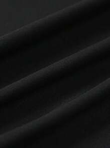 Manfinity Dauomo 男士纯色立领修身T恤，秋季 - 黑色 - 查看 5