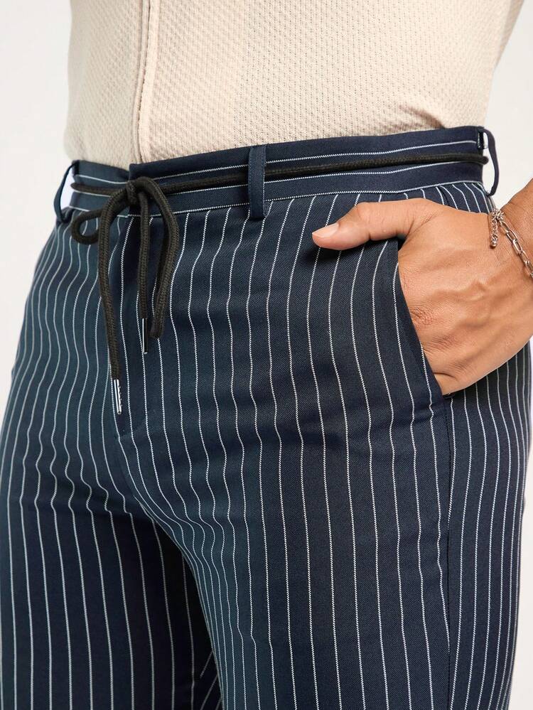 Men's Spring And Summer Casual Fit Striped Blue Shorts