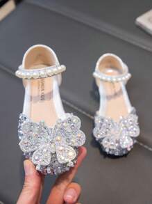 Zapatos Planos Y Sandalias Para Niñas Con Decoración De Pedrería - Plateado - Ver 1