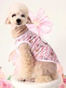 PETSIN 1pc Pink Easter Bunny Print Pet Dog & Cat Vest