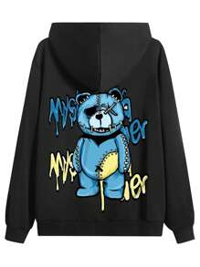 男士长袖春秋季锐舞夹克，印有酷炫表情，休闲运动跑步款 - 黑色 - 查看 2