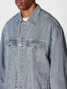 SUMWON Gestreifter Denim Jacke mit Rückenstickerei