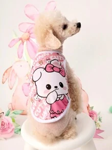 PETSIN 1pc Pink Easter Bunny Print Pet Dog & Cat Vest