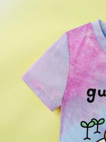 Gudetama X SHEIN Młoda dziewczyna Kreskówki I Nadruk Tie Dye Sukienki