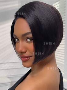 Short Straight Pixie Cut Transparent Lace 4x4 Lace Closure Wigs Human Hair Short Bob Natural Black Color