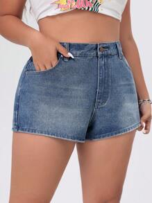 SHEIN ICON Plus Size Elastic Waist Denim Shorts
