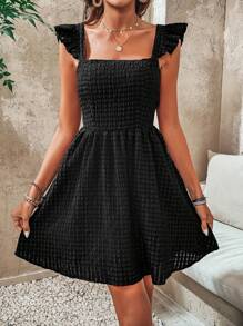 Breezaya Women's Solid Color Square Neckline Sleeveless Dress - Black - View 4