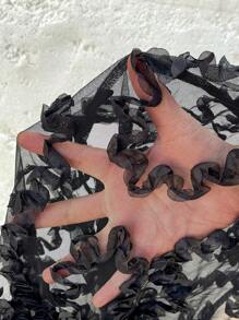 SHEIN Clasi Plus Size Floral Patchwork Loose Fit Short Sleeve Top With Round Neck - Black - View 7