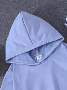 SHEIN Girls Slogan Graphic Hoodie & Joggers - Blue - View 8