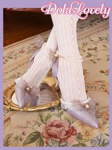 Dola Lovely Của phụ nữ Ren lưới Hoa Nghệ Embellished Giày cao gót Giày dép - Màu tím - Xem 8