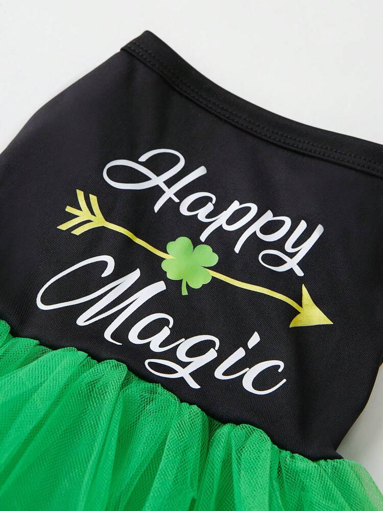 St. Patrick's Day Green Mesh Tutu Dress For Pets