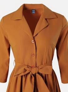 SHEIN Clasi Của phụ nữ Ngắn tay Dây thắt lưng Đan Đầm - Màu Cam cháy - Xem 5