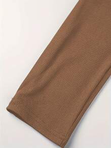 Women's Fitted Knit Jumpsuit, Can Be Worn As Layering Or Outerwear, Spring/Summer Activewear Set - Brown - View 4