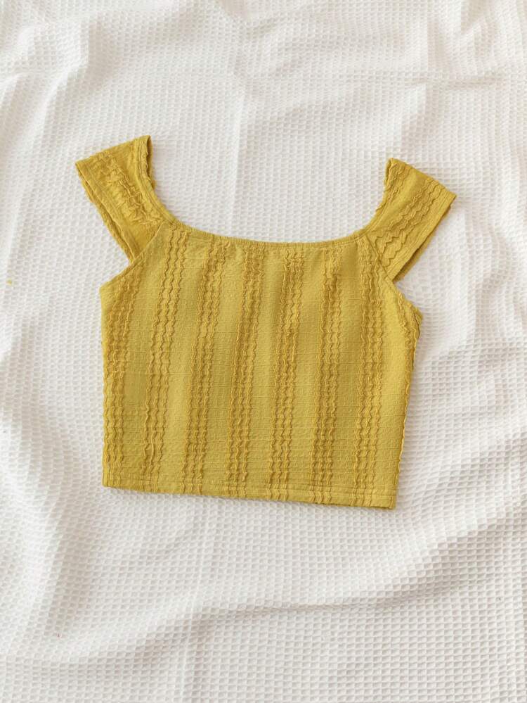 Women's Casual Ribbon Decorated Knitted Texture T-Shirt For Holiday