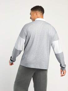 Forever 21 男士鬆身休閒polo衫,彩色拼接和字母印花設計 - 灰色 - 查看 2