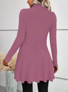 EMERY ROSE Women's Solid Color Long Sleeve Cardigan,Long Sleeve Tops Fall Winter Cloth For Women - Mauve Purple - View 2