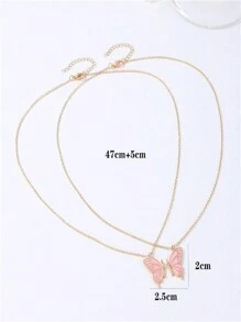 ROMWE Kawaii 2pcs Butterfly Design Fashion Jewelry Necklace Set Perfect Gift For Daily Wear And Gift Giving