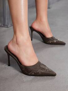 Fashionable Rivet Detail Half-Platform High Heel Shoes