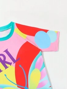 Cô gái Tween Loại bướm In Ngắn tay Bikini Ba Lỗ Bộ - Nhiều màu - Xem 5