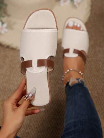 Ladies' Slip-On Open-Toe Snake Skin Pattern Anti-Slip Flat Sandals