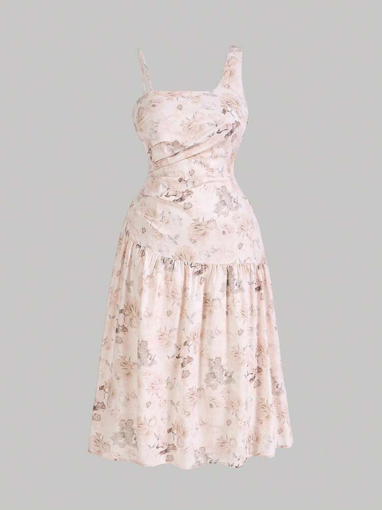 Plus Size Dress With Ruffle Hem And Floral Print