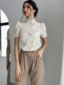 Firerie Camisa Elegante De Mujer Con Tela Texturizada Y Mangas Con Volumen Para La Temporada De Bodas