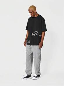 SUMWON Athletic Cargo Balloon Sweatpants With Utility Pockets Comfortable Streetwear Jogger Training Exercise Loungewear Fall Winter Collection - Light Grey - View 3