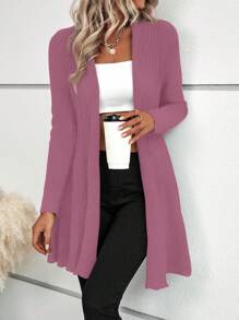 EMERY ROSE Women's Solid Color Long Sleeve Cardigan,Long Sleeve Tops Fall Winter Cloth For Women - Mauve Purple - View 6