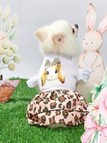 PETSIN Easter Bunny Leopard Pattern Printed Layered Skirt, Pet Dog/Cat Dress - Multicolor - View 3