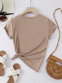 SHEIN LUNE Conjunto De 4 Playeras Básicas De Cuello Redondo Y Manga Corta Para Mujeres De Color Sólido - Multicolor - Ver 6