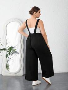 SHEIN Essnce Của phụ nữ Kích thước lớn Đen Xếp li Áo liền quần - màu đen - Xem 2