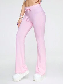 ROMWE Women's Pink Simple Sweatpants - Pink - View 1