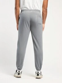 Forever 21 Men's Spring And Summer Casual Fitted Gray Sports Sweatpants Pants - Light Grey - View 2