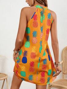 SHEIN VCAY 鳳梨印花無袖寬鬆連衣裙 - 彩色 - 查看 2