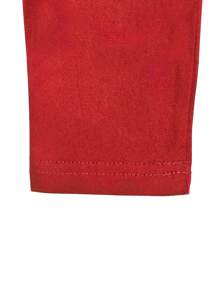 2pcs/Set Ombre Short Sleeve Top And Solid Color Bodycon Shorts Set, Summer - 紅色 - 查看 5