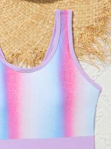 Tween Girl Ombre One-Piece Swimsuit - Multicolor - View 3