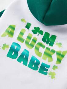 Thú cưng Ngày Saint Patrick Slogan In Áo nỉ có mũ Với Màu xanh lá & Trắng Vá lại - Nhiều màu - Xem 5