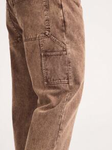 Forever 21 Men's Brown Straight Washed Capri Cargo Pants - Brown - View 4