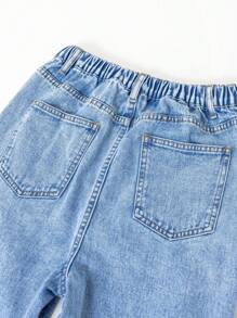 Teen Boys' New Arrival Fashionable Ripped Ink Washed Denim Shorts - Light Wash - View 6