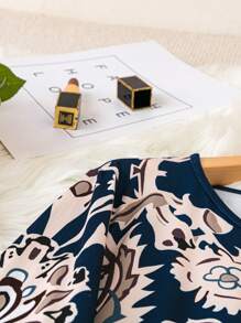 EMERY ROSE 加大码印花圆领长袖腰抽绳连衣裙长款女装秋季服装 - 彩色 - 查看 3