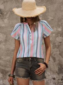 Breezaya Ladies' Striped Raglan Sleeve Shirt - Multicolor - View 6