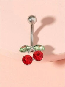 ROMWE Kawaii 1入流行不鏽鋼和鑽石貝殼形肚臍針,適用於女性日常裝飾 - 彩色 - 查看 1