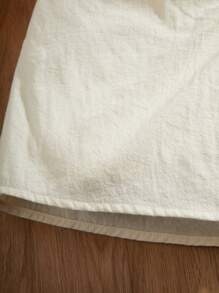 SHEIN Tween Girls' Woven Solid Color Wrap-Front Casual Skort For Spring And Summer - Apricot - View 4