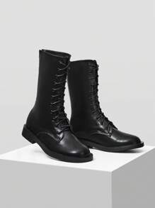 MOTF PREMIUM Của phụ nữ Chóp giầy tròn Thoải mái Giải trí Giữa bắp chân Giày ống - màu đen - Xem 5