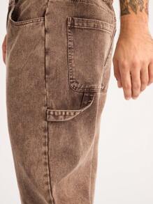 Forever 21 Men's Brown Straight Washed Capri Cargo Pants - Brown - View 6