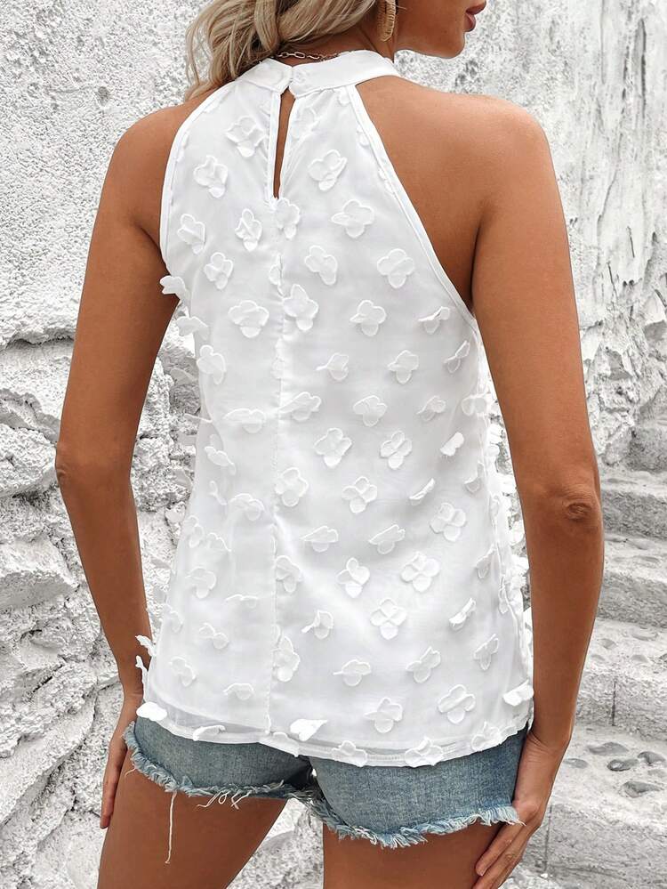 Flower Patchwork Sleeveless Casual Shirt